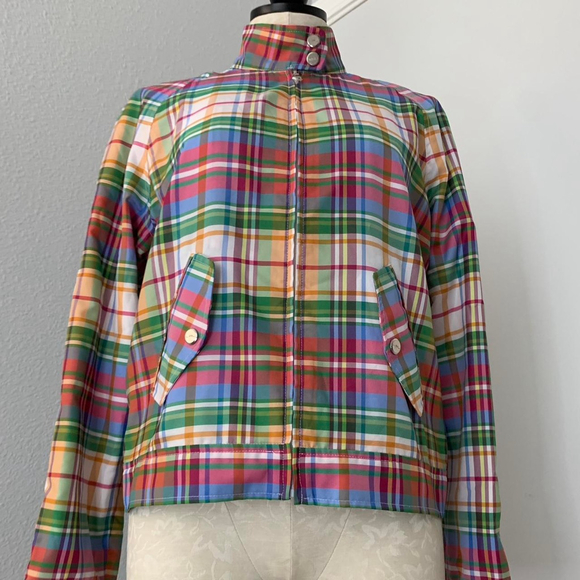 Vintage y2k Ralph Lauren Active Plaid Zip Up Windbreaker Jacket - Size M - Picture 1 of 8